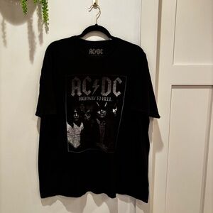 AC/DC Highway to Hell Black Oversized Graphic T-Shirt Men's Size 2XL 100% Cotton